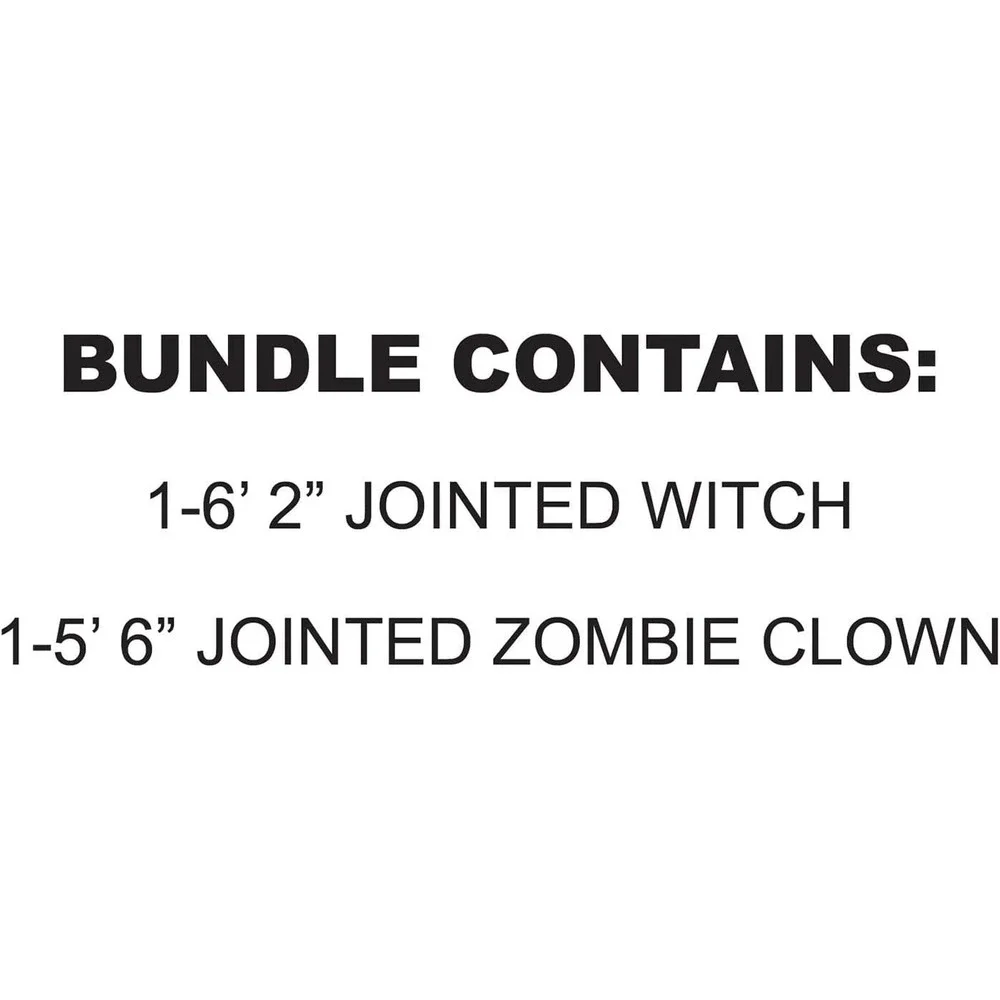 Jointed Life-Size 6' Witch & Creepy Clown Lot of 2 Halloween Decor Party Set NEW